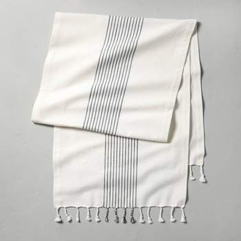 Core Stripes Twisted Fringe Oversized Table Runner Blue/Cream - Hearth & Hand™ with Magnolia