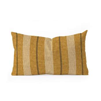 Little Arrow Design Co ivy stripes mustard Oblong Throw Pillow - Society6