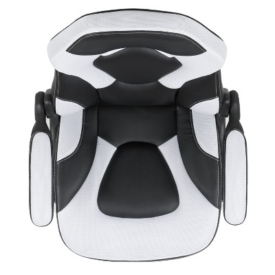 Ergonomic High-Back Racing Style Gaming Chair with Flip-Up Arms in Black Nylon
