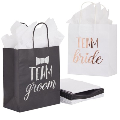 20pcs Bridesmaid Groomsmen Gift Bridal Wedding Party Favor Bags w/ Tissue Paper