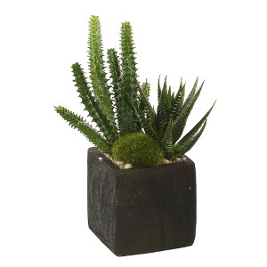 Vickerman 8" Artificial Green Succulent Arrangement, Pack of 2 - 1 of 3