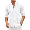 COOFANDY Men's Cuban Guayabera Shirts Casual Long Sleeve Button Down Shirts Band Collar Linen Summer Beach Shirts - 2 of 2