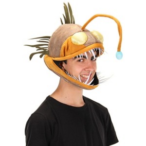 HalloweenCostumes.com    Adult's Light-Up Angler Fish Jawesome Hat, Brown - 1 of 4