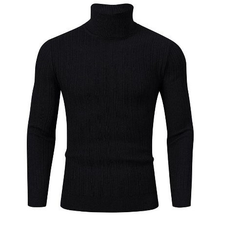Mens black turtleneck muscle fit hot sale