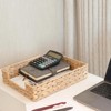 BRINJOY Water Hyacinth Desktop Storage Tray - Handwoven A4 Letter Mail Sorter, Magazine Folder with Metal Frame, Natural Office Storage Basket - 3 of 4
