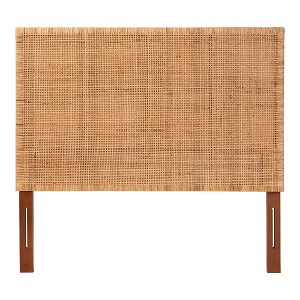 bali & pari Queen Size Lesia Rattan and Mahogany Wood Headboard Light Honey/Red Teak - 1 of 4