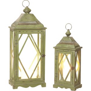 Transpac Glass 30" Brown Spring Traditional Lanterns Set of 2 - 1 of 4