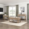 Vynxaria Classic Wooden Cocktail/Centre Table 2 Dovetail Drawers, Open Shelf, Casters, Polished Chrome Knobs, Wire-Brushed Natural Finish - 4 of 4