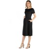 24seven Comfort Apparel Maternity Midi Dress with Short Sleeve and Pocket Detail - 2 of 4