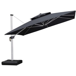 PURPLE LEAF 12ft Patio Umbrella Outdoor Square Double-Top Aluminum Umbrella Cantilever Patio Umbrella for Garden Deck Pool Patio - 1 of 4