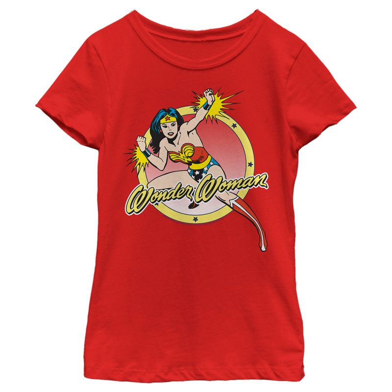 Girl's Wonder Woman Action Pose T-Shirt, 1 of 6