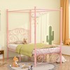 VECELO Metal Canopy Bed Frame, Twin Size Bed Frame with Headboard & Footboard, Heavy Duty Steel Slats, No Box Spring Needed Platform Bed - 2 of 4
