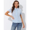 Allegra K Women's Peter Pan Frilled Short Sleeve Floral Cotton Top - image 3 of 4