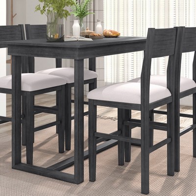5-Piece Dining Table Set with Wood 48" Rectangular Dining Table and 4 Dining Chairs-Tanpinhause