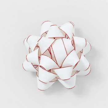 Fabric Christmas Bow White with Red Edge - Wondershop™