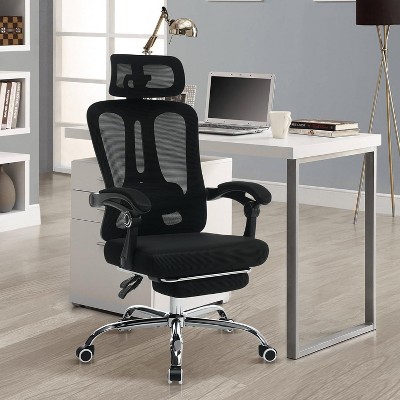 Ergonomic Office Chair,Swivel Task Chair with Adjustable Lumbar Support,Home Office Chair with Footrest, Black double mesh