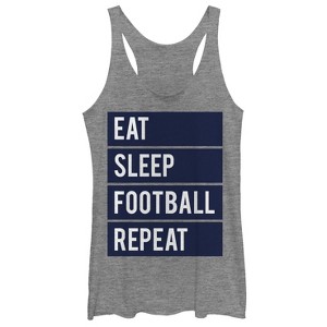 Women's CHIN UP Eat Sleep Football Repeat Racerback Tank Top - 1 of 3