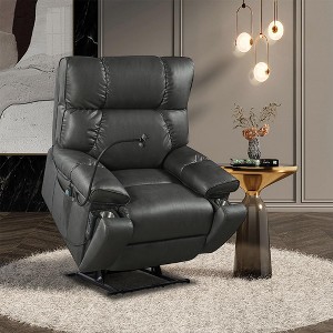 Power Lift Recliner Chair With Remote Control Hidden Cup Holder Adjustable Phone Holder Electric Massage Chair gray - 1 of 4