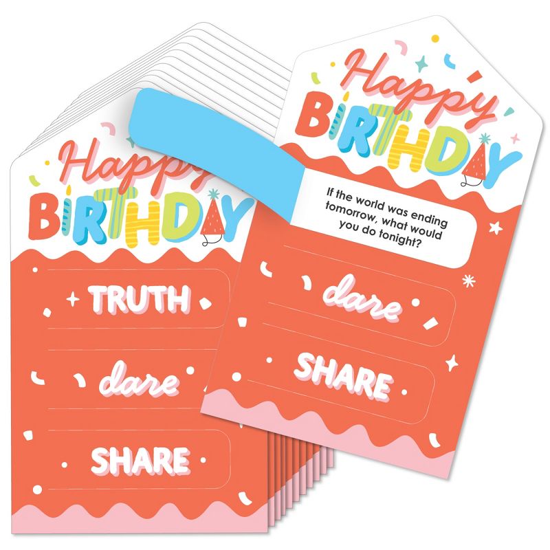 Big Dot of Happiness Party Time - Happy Birthday Party Game Pickle Cards - Truth, Dare, Share Pull Tabs - Set of 12, 1 of 9