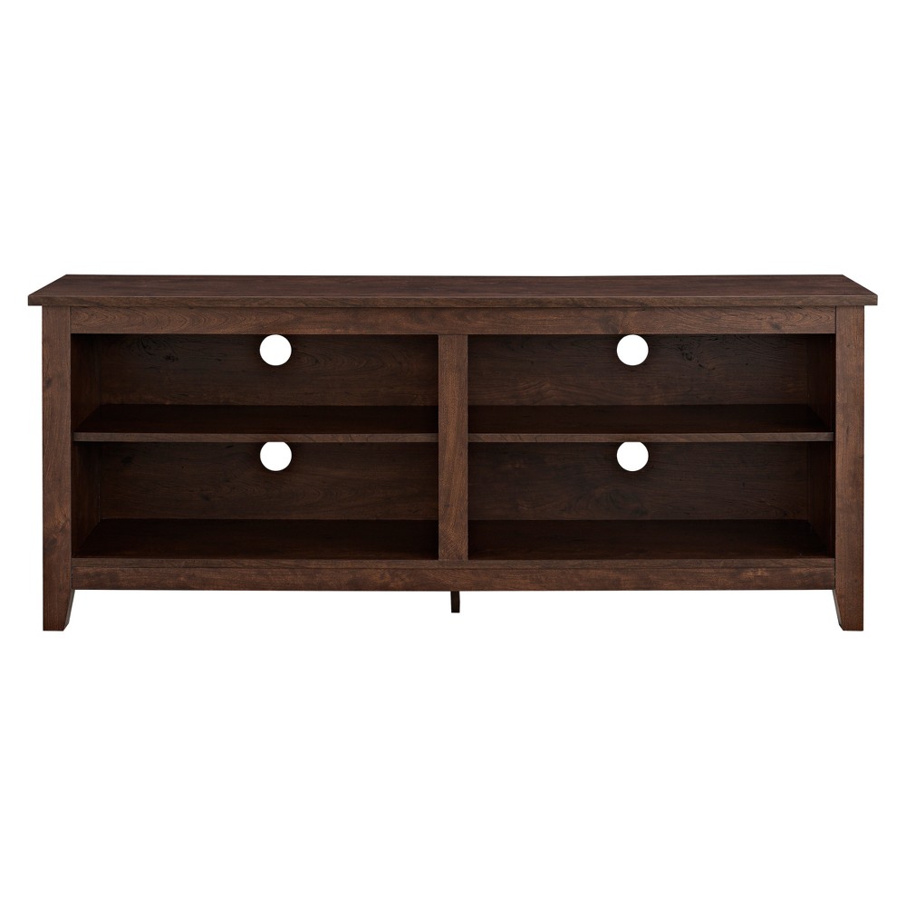 Transitional 4 Cubby Wood Open Storage TV Stand for TVs up to 65" Traditional Brown - Saracina Home: Cable Management, MDF Composite