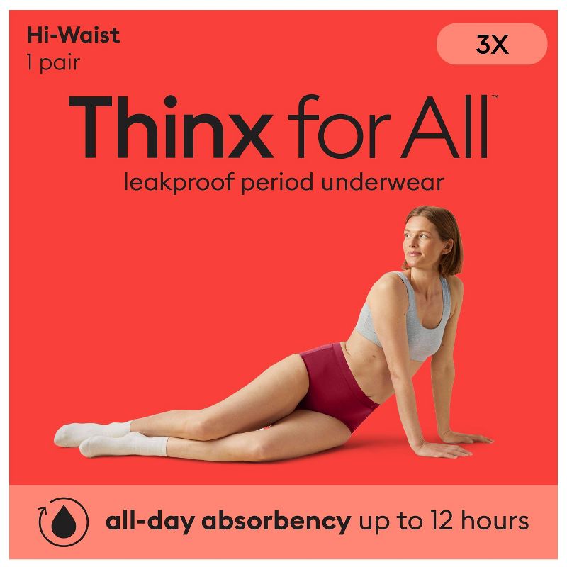 Thinx for All Women's Everyday Comfort Hi-Waist Leakproof Period Briefs, 3 of 12