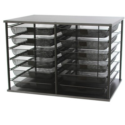School Smart Wire Mesh Desk Organizer, 12 Tray Drawers, 23-9/10 x 15-3/5 x 16-1/10 Inches
