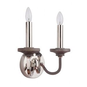 Craftmade Lighting Ashwood 2 - Light Wall Light in  Polished Nickel/Greywood - 1 of 2