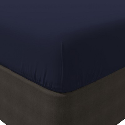 Navy Twin Cotton Percale Fitted Sheet Set