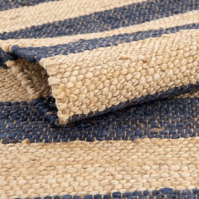 Hand-Braided Jute and Cotton Navy Ivory 4x6 Area Rug