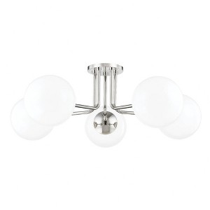 Mitzi Stella 5 - Light Semi-Flush Mount in  Polished Nickel White Shade - 1 of 1