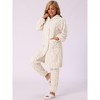 INSPIRE CHIC Women's Flannel Winter Button Up Long Hoodies with Pockets Matching Long Pants Pajama Sets  2 Pcs - 2 of 4