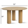 52" Oak Wood Drum Dining Table, Architectural Design Round Dining Table with 3 Legs for 4-6 person, Indoor Furniture - Maison Boucle - 4 of 4