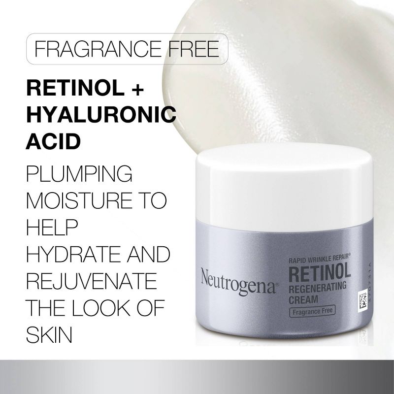 Neutrogena Rapid Wrinkle Repair Retinol Face Moisturizer Cream with Hyaluronic Acid - Fragrance Free - 1.7 oz, 5 of 11