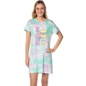 SpongeBob SquarePants Women's Patrick Bed Hair Nightgown Sleep Pajama Shirt Multicolored - 1 of 4