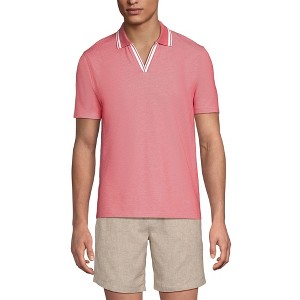 Lands' End Men's Short Sleeve Pique Johnny Collar Polo - 1 of 4