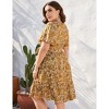 BLUEMING Plus Size Womens Dresses V Neck Floral Flutter Sleeve Midi Surplice Dress Waist Belted Floral Tie Waist Dress Bell Sleeve Dress Flowy Dress - 2 of 4