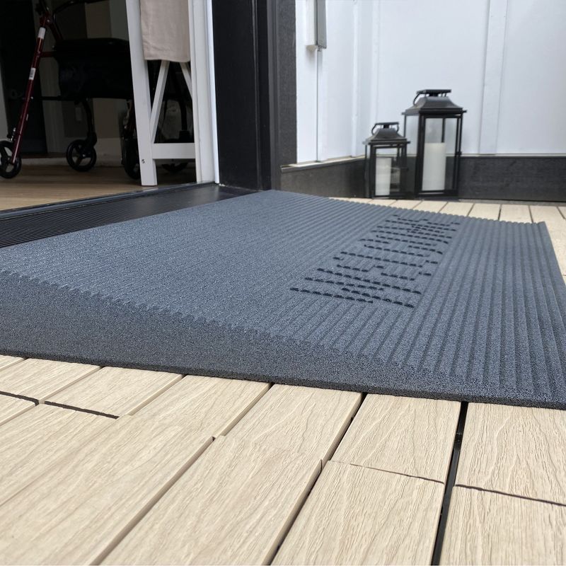 EZ-ACCESS TRANSITIONS 2.5 Inch Low Pile Transitional Non Slip Rectangular Rubber Angled Welcome Entry Mat Ideal for Indoor and Outdoor Use, Gray, 2 of 7