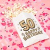 Big Dot of Happiness Adult 50th Birthday White Paper Treat Bags, Black & Gold Individual Greaseproof Brown Paper Sandwich Cookie Bags - 25 Count - 2 of 4