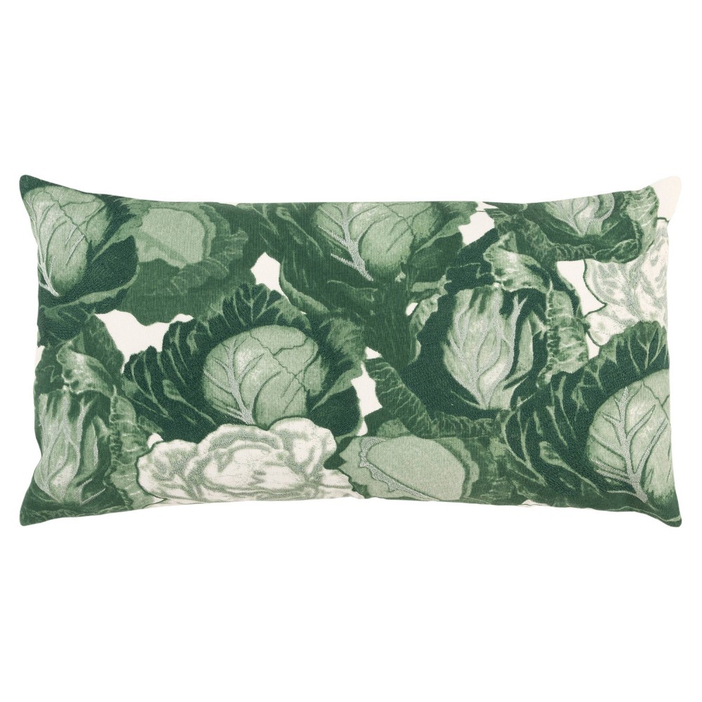 Photos - Pillowcase 14"x26" Oversized Cabbage Lumbar Throw Pillow Cover Green - Rizzy Home