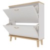 PDTEND Narrow Freestanding Shoe Rack Cabinet with 2 Flip Drawers and Natural Wood Legs - 2 of 4