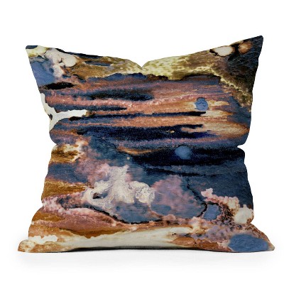 16"x16" CayenaBlanca Azurite Abstract Square Throw Pillow Gold - Deny Designs