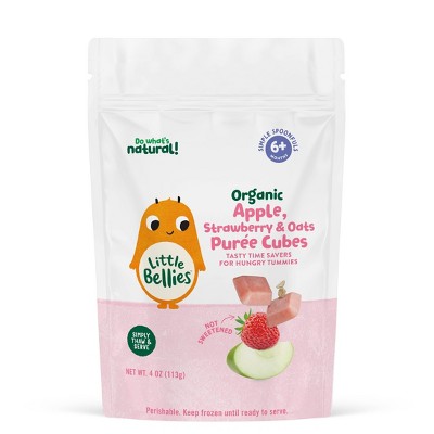 Little Bellies Organic Frozen Apple Strawberry and Oat Baby Food Purée Cubes - 4oz