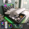 DOMETOUR Twin Upholstered Bed, LED Surround, Remote/App Control, Hydraulic Storage, USB-C Charging, Black PU, No Mattress - 2 of 4