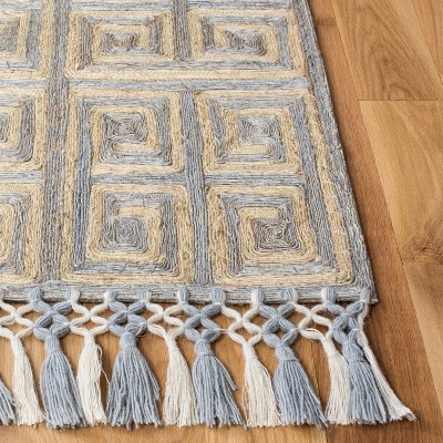 Gray Handmade Cotton and Synthetic Tufted Runner Rug