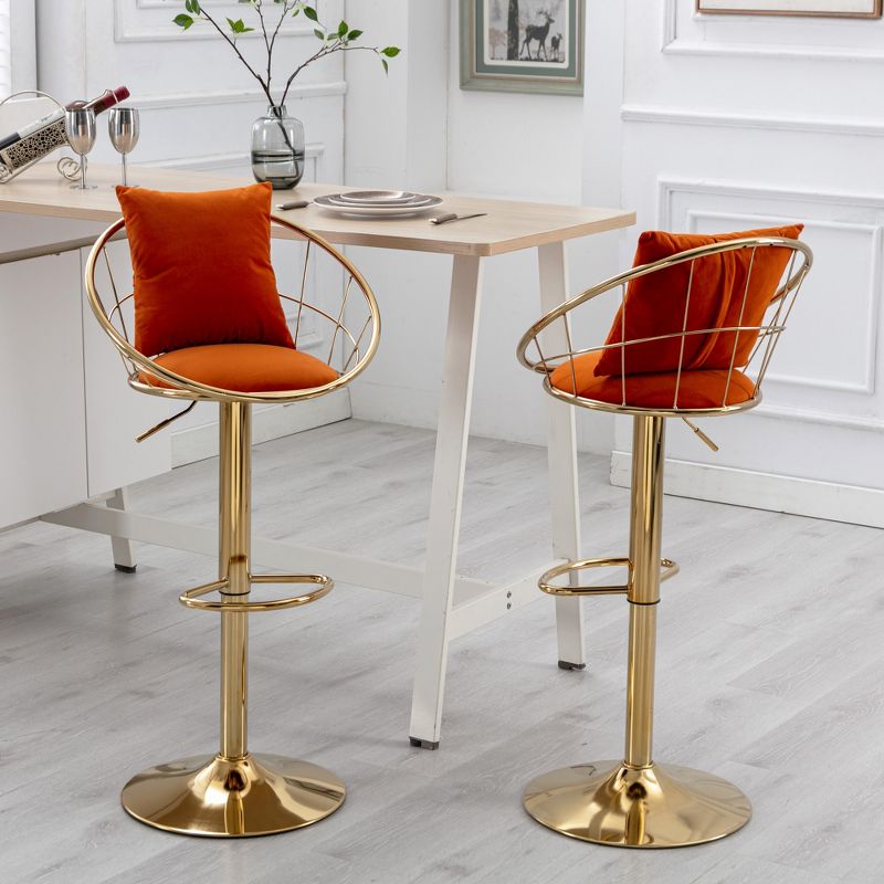 Set of 2 Modern Style 360 Degree Swivel Bar Stools with Metal Adjustable Base - ModernLuxe, 3 of 12