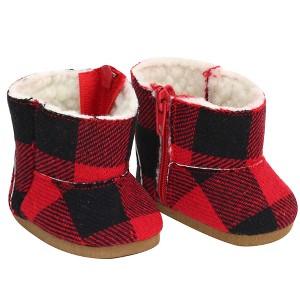 Sophia’s Buffalo Check Boots for 18” Dolls, Black/Red - 1 of 1