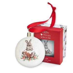 Royal Worcester Wrendale Designs Bauble, 2.6" Holiday Decoration Christmas Tree Ornament, Festive Bauble with Red Ribbon - 1 of 4