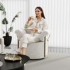 KWPZQEB 360¡ã Swivel Accent Chair, Modern Round Swivel Barrel Chairs with Metal Legs, Upholstered Sofa Arm Chairs for Bedroom, Reading, Office - 3 of 4