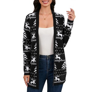 Christmas Cardigan For Women Casual Long Sleeve Round Neck Open Front Cardigan Sweaters - 1 of 4