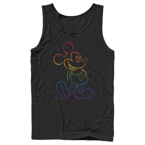 Men's Mickey & Friends Rainbow Mickey Mouse Outline Tank Top - 1 of 4